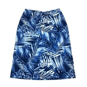 Y2K 2000s blue tropical print midi skirt